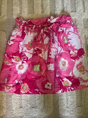 Lilly Pulitzer Pink Floral Tie-Waist Mini Skirt